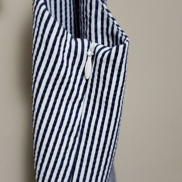 𝅺l.k. Bennett women's Dr. Alana Size 8 Dress Blue and White stripes with pocket - Picture 6 of 11